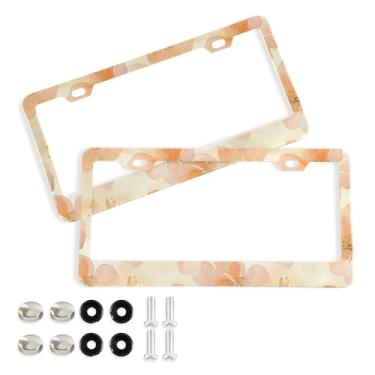 Imagem de SEHANY Molduras de placa de licença de flores florais coloridas, capas de moldura de placa de carro de alumínio à prova de ferrugem com orifícios elípticos e parafusos serve para veículos padrão dos
