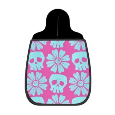 Imagem de Lixeira De Carro Organizador Lixinhocar Caveiras Flores Rosa Turquesa