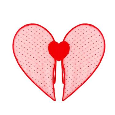 Imagem de Vaveren Asa de anjo com tira elástica em formato de coração para o Dia dos Namorados, ideal para brincadeiras de faz-de-conta e apresentações de fantasias, Rosa