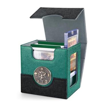 Imagem de banloga MTG Commander Deck Box with Display and Dice Tray, Holds 100+ Double-sleeved Cards, Card Storage Box Magnetic Closure Storage Box for MTG TCG Sports Cards (Black&Green)
