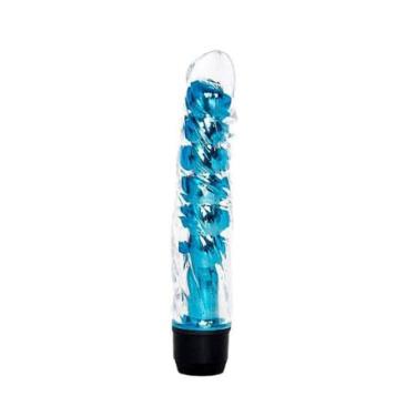 Imagem de Vibrador Personal 2 em 1 com Capa Peniana em Silicone • À Prova d’Água • Motor Potente • 16,5 cm| Azul