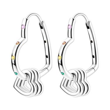 Imagem de Brinco de argola de prata 925 para mulheres pendientes lua sol brincos