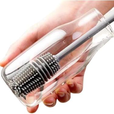 Imagem de Escova de Silicone para Lavar Garrafas, Copos e Mamadeiras • Cabo Anatômico • Não Arranha • Livre de BPA