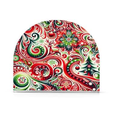 Imagem de JUZIHAI Porta-guardanapos para mesa, dispensador de guardanapos de acrílico de Natal tie-dye abstrato, suporte de lenços independente de mesa para cozinha, jantar, bar, festa, decoração de casa