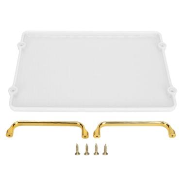 Imagem de Bandeja decorativa CUOFYUNL Bandeja de servir ergonômica de textura elegante e requintada com alças para produtos de beleza (Branca)