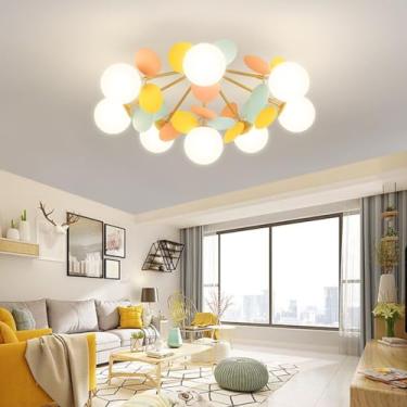 Imagem de Lustre Sputnik com 8 Globos de Vidro G9, Acabamento Dourado Fosco, Estilo Meados do Século XX, Luminária de Teto Ajustável, Pendente Vintage para Sala de Jantar, Cozinha, Quarto e Casa de Ca