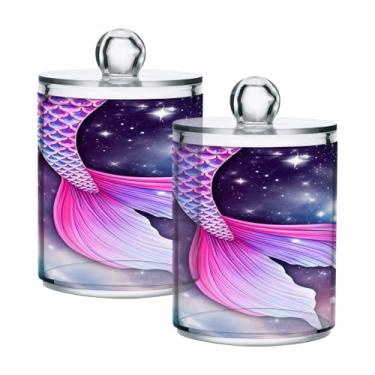 Imagem de Qilmy Qtip Suporte de 400 ml, lindo pote de armazenamento de boticário de plástico transparente com tampa, dispensador de recipiente de banheiro para bola de algodão, cotonete, fio dental, pacote com