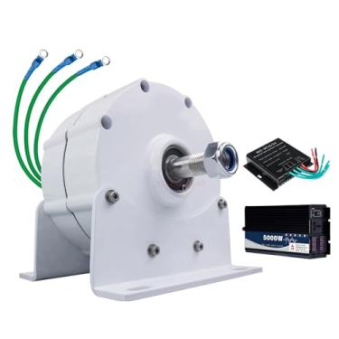 Imagem de AISINILALAO 5000W 12V 24V 48V 220V Alternador AC de Íman Permanente Trifásico Sem Engrenagem de Baixa RPM, Geradores AC para Turbina Eólica e Hidráulica (Com Base),220v