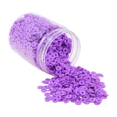 Imagem de Mandala Crafts Kit de contas de argila de polímero roxo claro de 4 mm para pulseiras da amizade - 6000 contas de disco roxas claras Heishi para fabricação de joias espaçadores redondos - contas planas