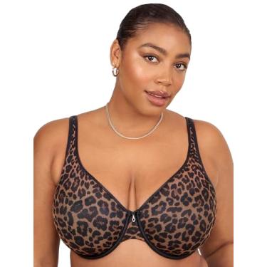 Imagem de Curvy Couture Sutiã feminino sexy de malha transparente plus size, Designer Leo, 46DDD