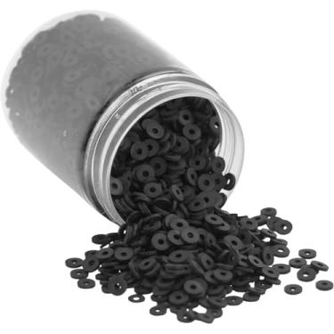 Imagem de Mandala Crafts Kit de contas de argila de polímero preto de 6 mm para pulseiras da amizade - 3000 contas pretas Heishi de disco para fazer joias espaçadores redondos - contas planas para fazer