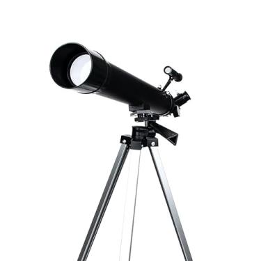 Imagem de Telescópio refrator astronômico para crianças e iniciantes, abertura de 50 mm, distância focal de 600 mm, com tripé, telescópio localizador, lente Barlow, suporte Altazimute