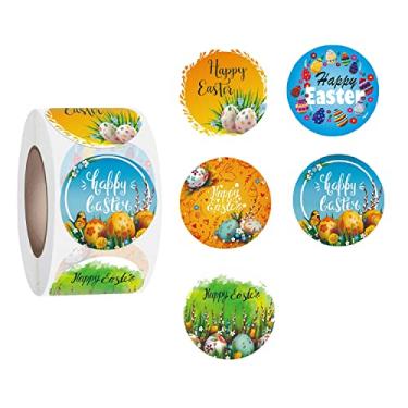 Imagem de 500 peças de rolo de adesivos de Páscoa, adesivos de ovo de 3,8 cm, etiquetas autoadesivas de Páscoa com 5 estilos para sacos de biscoitos de doces, caixas de presente, cartões, garrafas, envelopes