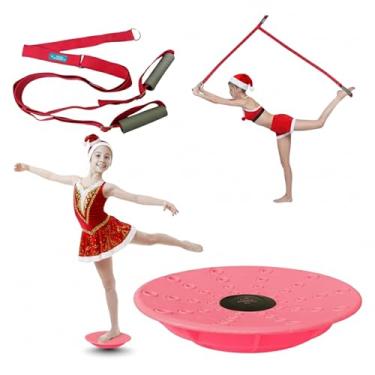 Imagem de Alça elástica na perna e quadro de equilíbrio de balé, 2 peças. Conjunto, extensor, Disco Core Trainer e equipamento de flexibilidade para dança, ginástica, torcida ou patinação de boneco, portátil