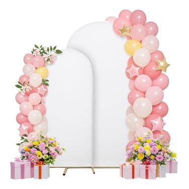 Imagem de Capas de arco de casamento de 2 m, 1,8 m, capa de fundo de arco, conjunto de capas de arco, tecido elastano, pano de fundo elástico para decoração de festa de aniversário de casamento, chá de bebê