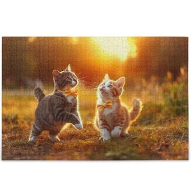 Imagem de Quebra-cabeça de 1000 peças com estampa de gato, 1000 peças, presentes para amantes de quebra-cabeças, natureza, divertido, quebra-cabeça pintura animal, 75 x 50 cm