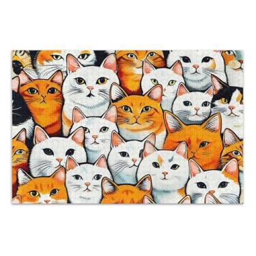Imagem de Quebra-cabeça de gatos laranja fofos 1000 peças para adultos presentes para jogo de elefante branco natureza quebra-cabeça pintura de belas artes, 75 x 40 cm