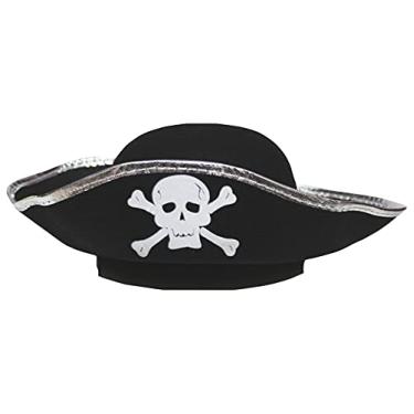 Imagem de Petitebella Chapéu rígido largo de pirata crânio (prata, tamanho único)