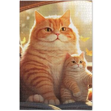 Imagem de Quebra-cabeça de gato gordo laranja fofo personalizado 1000 peças para adultos quebra-cabeça engraçado exclusivo presentes brinquedo jogo de arte, 75 cm x 50 cm