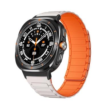Imagem de MGTCAR Pulseira magnética de silicone para galaxy watch 7 ultra 47mm pulseira de laço para galaxy watch ultra 47mm sem lacunas pulseira rápida(Starlight Orange B)