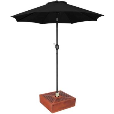 Imagem de Kit Ombrelone Guarda Sol 3m Articulado Preto com Base Revestida Madeir