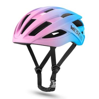 Imagem de Capacete de bicicleta adulto CUOFYUNL Capacete de ciclismo leve ajustável para homens e mulheres Capacetes de conforto resistentes a quedas para ciclistas de montanha (Rosa Azul)