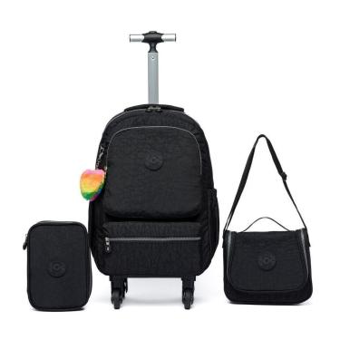 Imagem de Kit Infantil Mochila De Rodinhas + Estojo + Lancheira Menina-Feminino