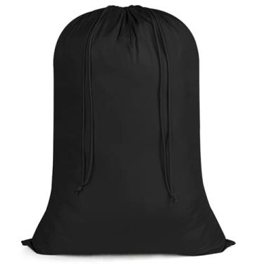 Imagem de CANBOX Sacos de lavanderia extragrandes resistentes, saco de roupa de viagem de nylon com cordão para roupas sujas, saco de dormir de 71 cm x 101 cm, forro de cesto de cesta, preto