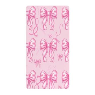 Imagem de Blueangle Lençol de berço padrão para berço infantil - Lençóis de algodão macio e respirável com laços rosa (390)