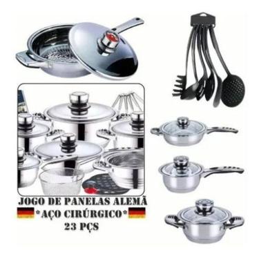 Imagem de Jogo de Panelas Inox Cirúrgico 23 Peças - Melhor Qualidade