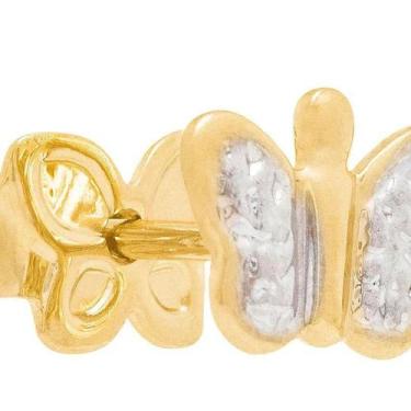 Imagem de Brinco Rommanel folheado a ouro borboleta rhodium nas asas