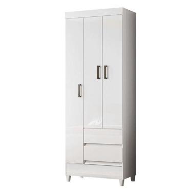 Imagem de Guarda Roupa Solteiro 3 Portas Com Pés Fit Branco Brilho - Santos Andirá