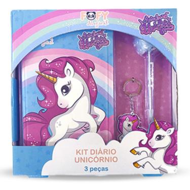 Imagem de KIT DIÁRIO UNICÓRNIO 3 PEÇAS COM CANETA E CHAVEIRO - FOFY