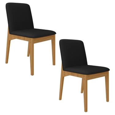 Imagem de Kit 2 Cadeiras Estofadas Windsor Cinamomo/suede Preto - M.a