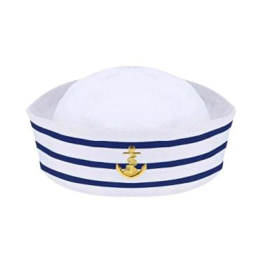 Imagem de Boné De Capitão Azul Marinho Chapéu De Marinheiro Branco Para Adultos 