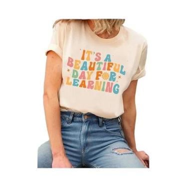 Imagem de Camiseta Feminina Casual Com Gola Redonda E Manga Curta, Estampa It's 