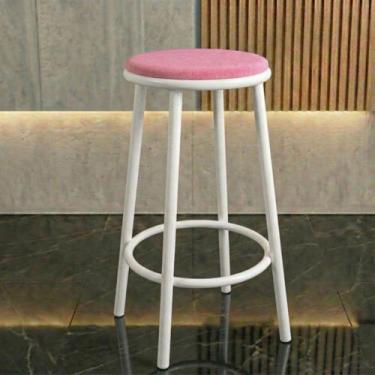 Imagem de Banqueta Balcão Alta Cozinha Banco Luna Estrutura Branca:Rosa - Loja B
