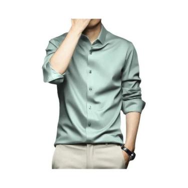 Imagem de Camisa De Trabalho Masculina Slim Fit De Manga Longa, Não Amassa, Core