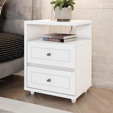 Imagem de Mesa De Cabeceira 02 Gavetas Amy Casa 812 Branco Hp