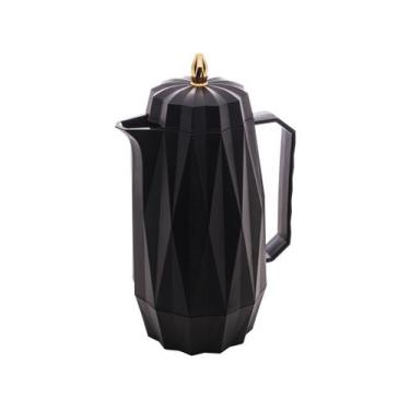 Imagem de Garrafa Termica Plastico Diamond Preta 1l 1854 Lyor, 1L, Preto