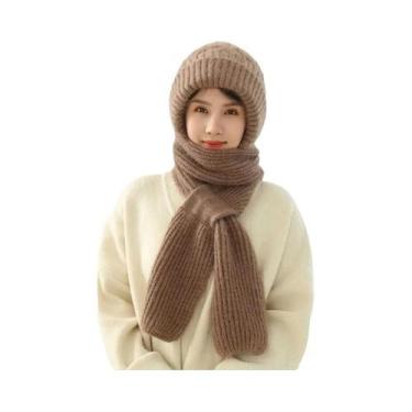Imagem de Conjunto De Gorro E Cachecol De Inverno Para Mulheres, Proteção Contra