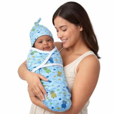 Imagem de Cueiro Swaddle Charutinho Algodão Ajuste Auto-colante Sapos - G - Minh