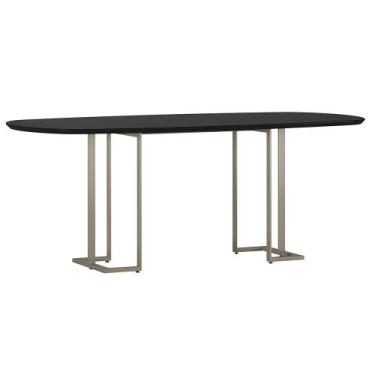 Imagem de Mesa de Jantar 8 Lugares Retangular Orgânico Com Vidro 200cm Pés Indus