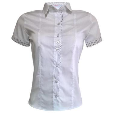 Imagem de Blusa Social Feminina Manga Curta Branca - Lojas Vicenttino, P