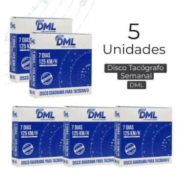 Imagem de Kit 5 Caixas Disco Tacógrafo DML Diário 1 Dia 125KM/H  DML