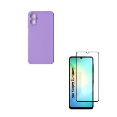 Imagem de Película 3D de Vidro + Capinha Aveludada Lilás Para Samsung Galaxy A07