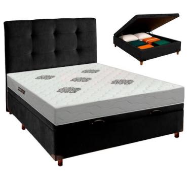 Imagem de Cama Box Bau + Cabeceira + Colchão Casal D28 Confort Premium Inovaflex
