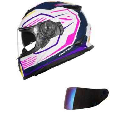 Imagem de Capacete Norisk Soul II Factor Branco e Rosa Mais Viseira Camaleão Tam