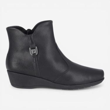 Imagem de Bota Piccadilly Cano Curto Anabela Preta, Preto, 36
