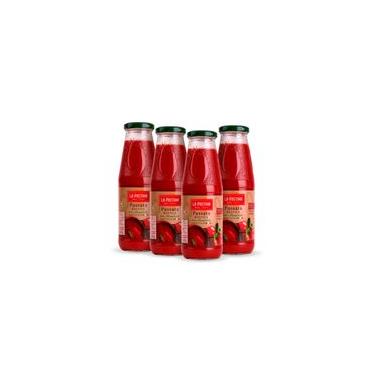 Imagem de Kit 4 Passata Rústica Italiana Com Manjericão 680G La Pastina